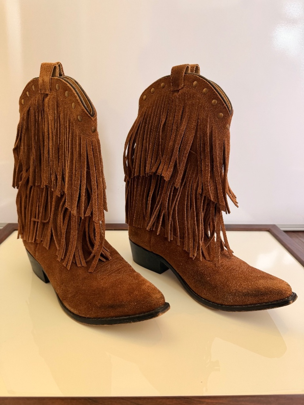 Smoky Mountain Girls Double Fringe Suede Cowboy Boots, size 6